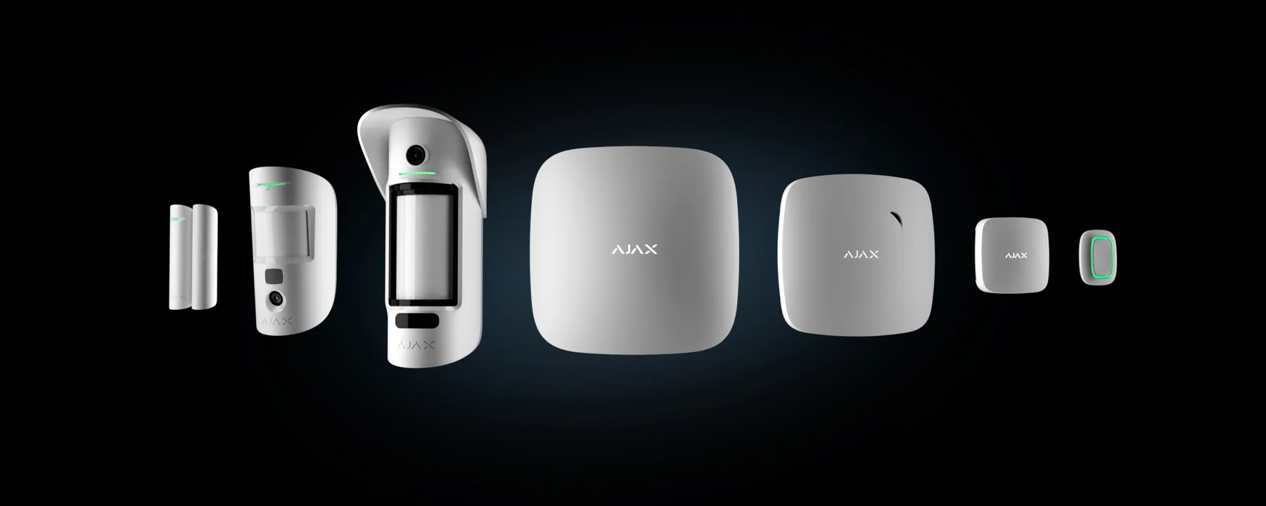 Ajax Hub, Melder und Bedienteil in Weiß